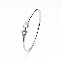 Sterling Silver Minimal Kada with Geometric Dual-Shape Design