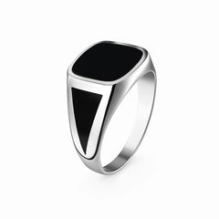 925 Silver Black Onyx Triangle Side Men’s Signet Ring