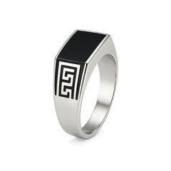 Sterling Silver Men’s Black Enamel Signet Ring