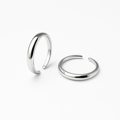 925 Sterling Silver Classic Toe Ring | Minimal Adjustable Smooth Rhodium-Plated Band