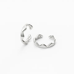 925 Sterling Silver Zigzag Toe Ring | Adjustable Geometric Cut-Out Rhodium-Plated Band
