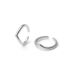 925 Sterling Silver Chevron Toe Ring | Minimal Adjustable V-Shape Rhodium-Plated Band