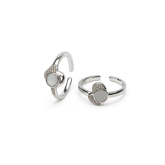 925 Sterling Silver Petal Toe Ring | Adjustable Rhodium-Plated CZ Toe Jewelry for Women